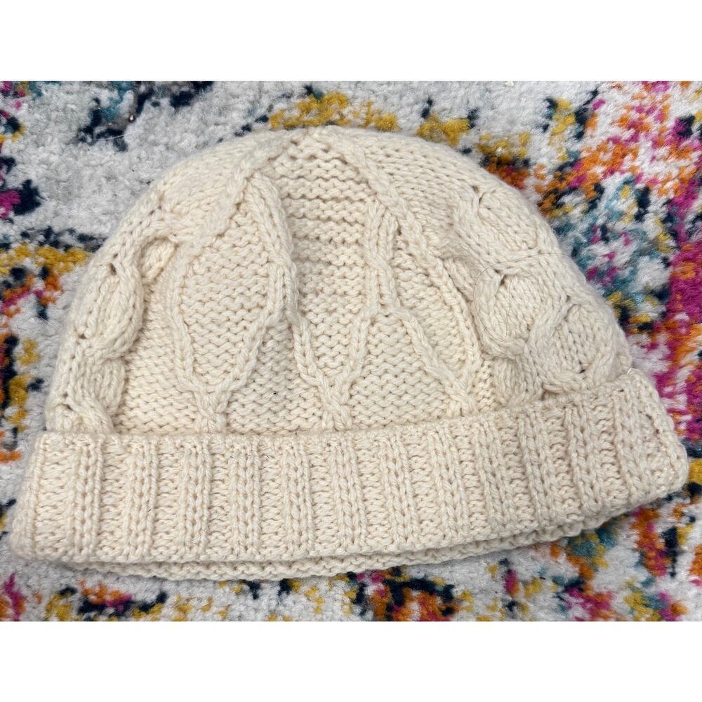 Blarney Woolen Mills Ireland 100% Merino Wool Aran Cableknit Beanie Hat - Picture 2 of 4